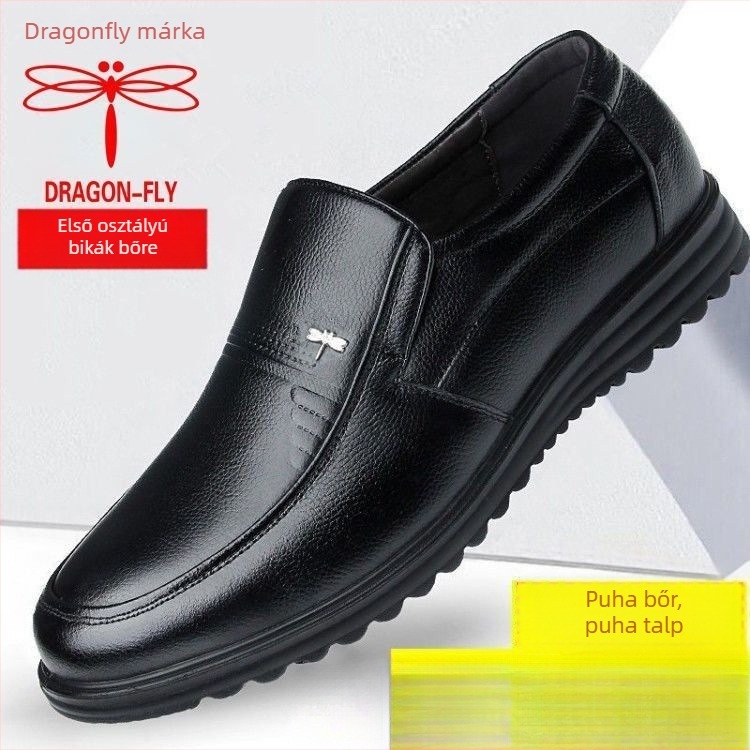 Uniszex casual bőrcipő gumírozott talppal, felsőrész split bőrből, Velcro-zárás, üzleti stílus