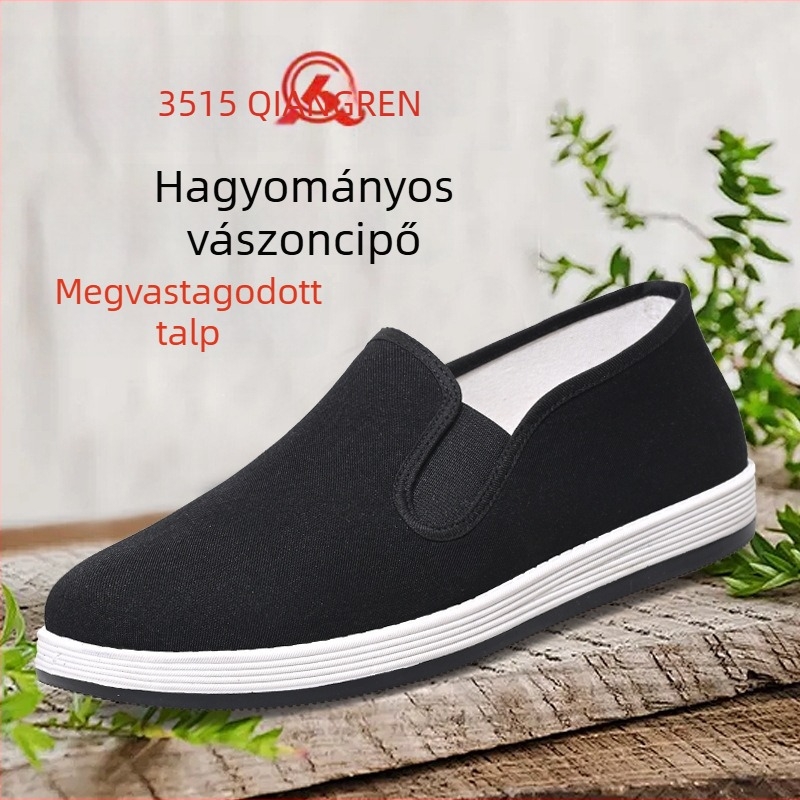 Uniszex vászoncipő, kerek orrú, alacsony szárú, rugalmas záródású, 1000 rétegű talppal mindennapi viselethez
