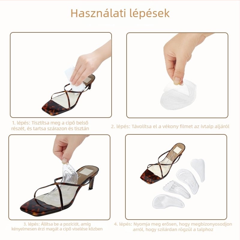 A14 Gél átlátszó puha boltozat párnák – elülső talpatámasz, antifrikciós talpbetét, alkalmas sportcipőkhöz, bőr cipőkhöz és munkacipőkhöz, testreszabható