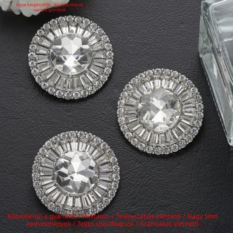 Kör alakú kristályos fémgomb, kézzel varrt lábakkal, cinkötvözet + üveg, teljes gyémánt kristály – Xuyou Brand