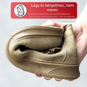 Védőmunkacipő hegesztéshez, férfiaknak, acélorrú, ütés- és perforáció elleni védelemmel, velúr marhahúrból, középmagas