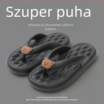 Koreai stílusú női flip-flop PVC felsővel és talppal, csúszásmentes és kopásálló, lapos talp, medve rajzolt mintával, talp vastagsága 0-3 cm, Nyár 2023