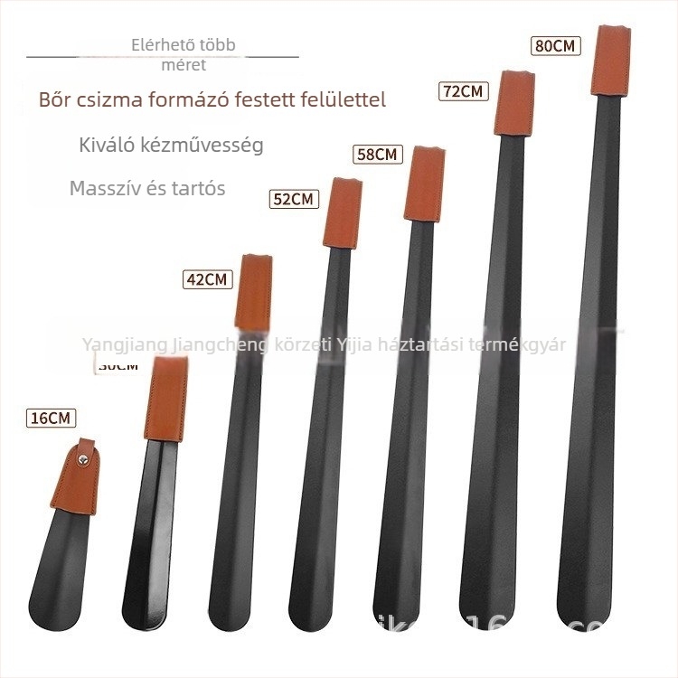 Cipőkanál görbült nyéllel, spray-fújt felület, bőrtok, Junyiking