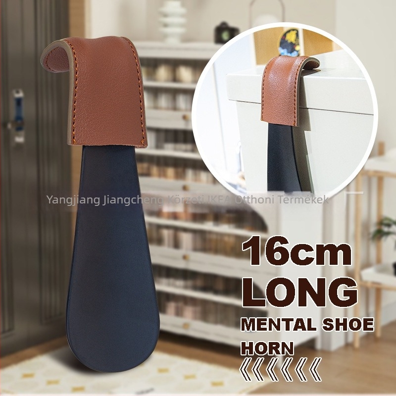 Cipőkanál görbült nyéllel, spray-fújt felület, bőrtok, Junyiking