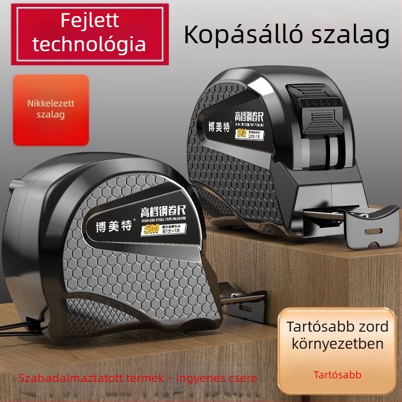 Súlyos, ütésálló acél mérőszalag, 3 m, 5 m, 7,5 m és 10 m, nagy pontosságú