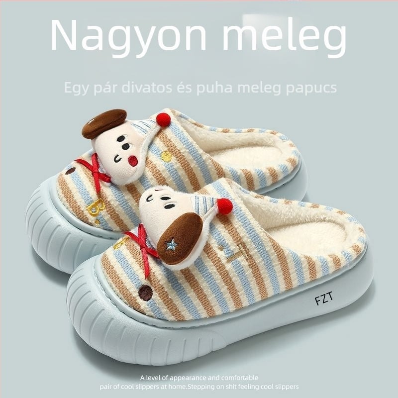 Beltéri plüss papucs mesterséges plüss felsőrésszel, karikatúra mintával, EVA talppal, könnyű