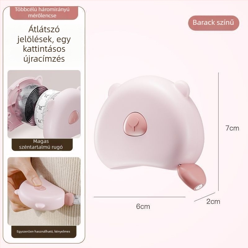Mágneses mérőszalag otthoni használatra – kettős skála, vastagabb kivitel, hordozható; ABS anyag, többfunkciós modell, mérési tartomány 150 cm, testreszabás elérhető