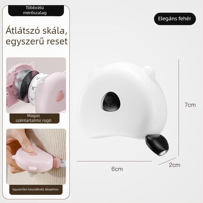 Mágneses mérőszalag otthoni használatra – kettős skála, vastagabb kivitel, hordozható; ABS anyag, többfunkciós modell, mérési tartomány 150 cm, testreszabás elérhető