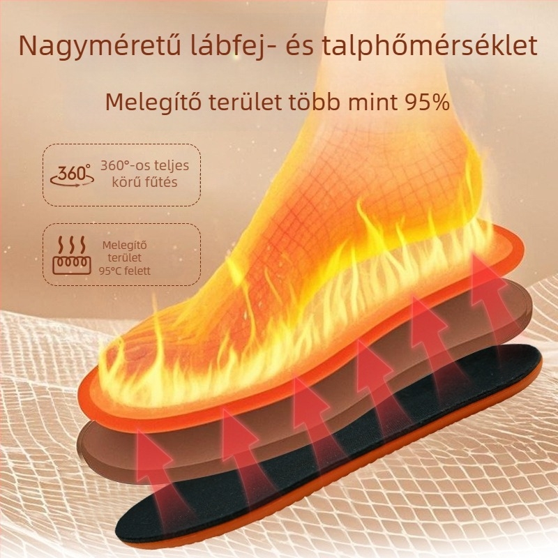 USB újratölthető hőmérséklet-szabályozható fűtőtalp teljes hosszúságú, velúr felsőrésszel és EVA talppal