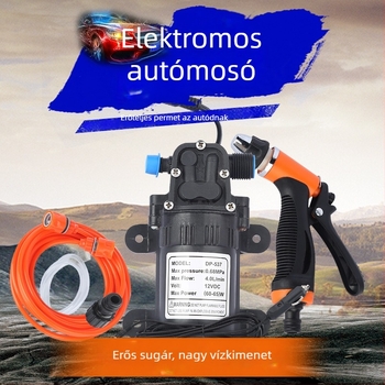 Mini diafragma pumpás autómosó, 12V, magasnyomású, hordozható, önszívó, Shunfa, tömeg 1,2 kg