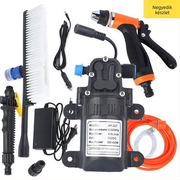 Mini diafragma pumpás autómosó, 12V, magasnyomású, hordozható, önszívó, Shunfa, tömeg 1,2 kg