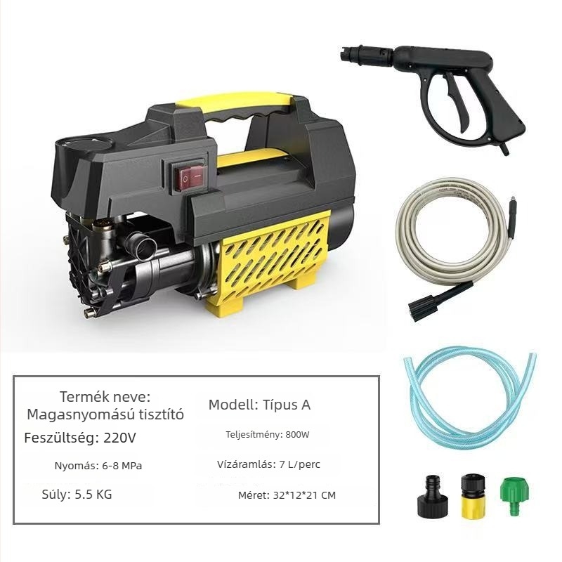 Black Cat ultramagasnyomású autómosó, 220V/110V, hordozható otthoni tisztító gép, 1000W, max nyomás 8 MPa, max áramlás 8 MIN