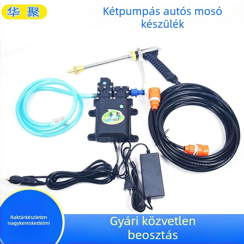 Hordozható, nagynyomású autómosó kettős pumpával, háztartási használatra, többfunkciós egység; vízcső kimeneti hossza: 10