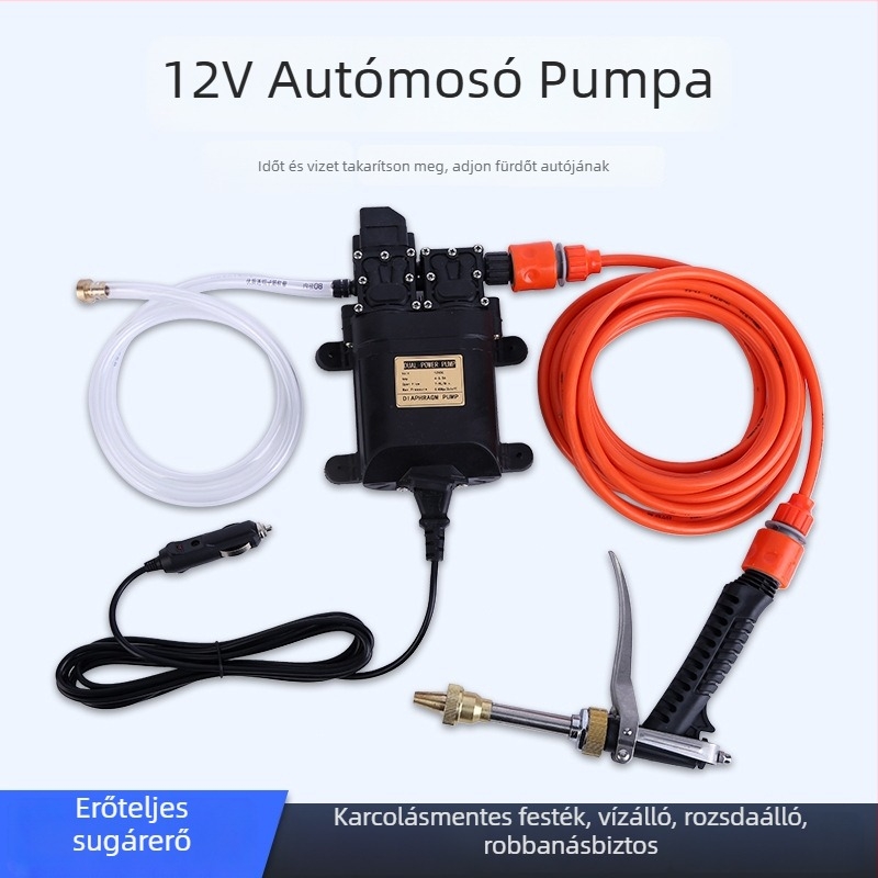 12V Autómosó Szivattyú, Járműre Szerelt Energiaforrás, Magas Nyomású Vízpisztoly, Hordozható Otthoni Autómosó (Feszültség: 12V; Energiaforrás: Járműre Szerelt; Súly: 2,1 kg; Alkalmazási terület: Autók és Padlók mosása; Kimenőcső hossza: 6)