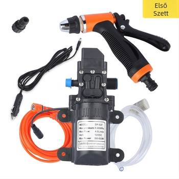 12V hordozható autómosó pisztoly, elektromos, magasnyomású 0.5 MPa, súly 1.2 kg