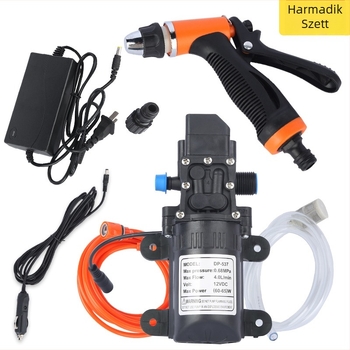 12V hordozható autómosó pisztoly, elektromos, magasnyomású 0.5 MPa, súly 1.2 kg