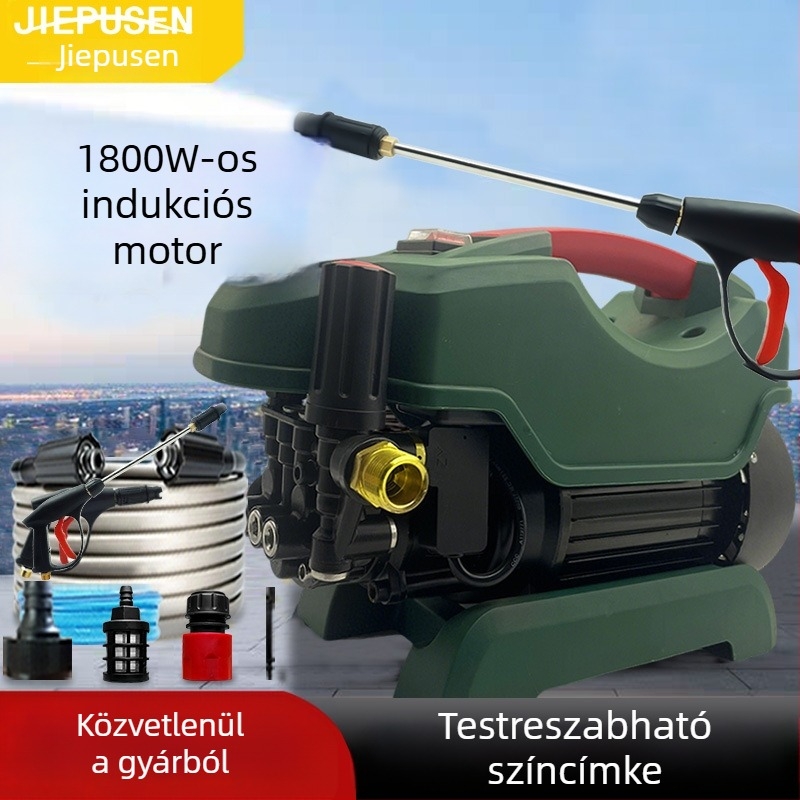 Nagy teljesítményű hordozható autómosó, 220V, állítható nyomás, 3000W, magasnyomású vízsugár