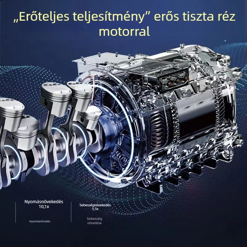 Vezeték nélküli magasnyomású autómosó pisztoly, hordozható töltő Li-ion akkumulátorral, 24V, 1800W, indukciós motor