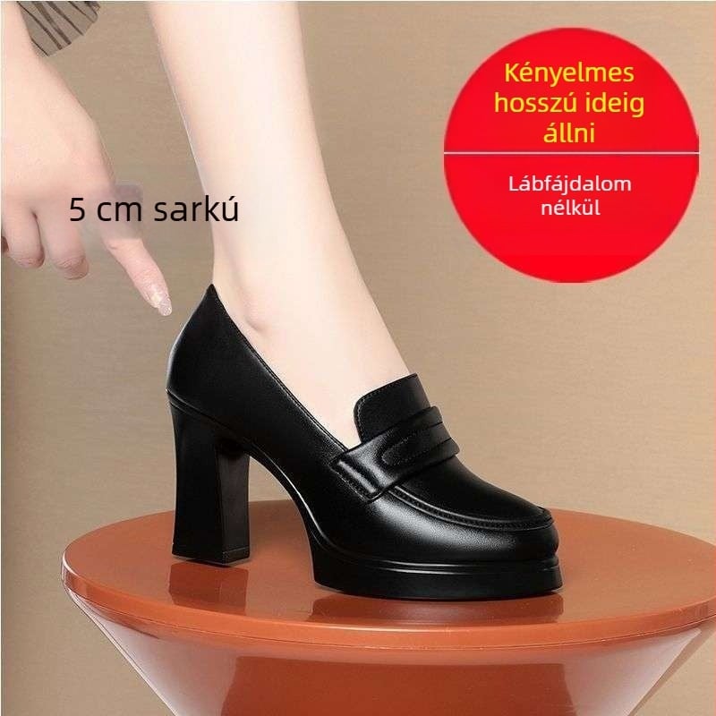 Női bőr cipő, kerek orrú, felsőrész több anyagból, slip-on zárás, középmagas felsőrész, extrém magas sarkú több mint 8 cm
