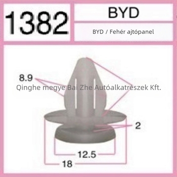 BB1384 belső tető panel klip BYD, nylon műanyag, kompatibilis F3L3G3F6F0S6, 200 darabos csomag