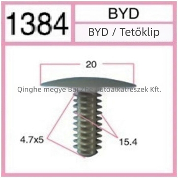 BB1384 belső tető panel klip BYD, nylon műanyag, kompatibilis F3L3G3F6F0S6, 200 darabos csomag