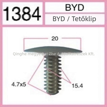 BB1384 belső tető panel klip BYD, nylon műanyag, kompatibilis F3L3G3F6F0S6, 200 darabos csomag