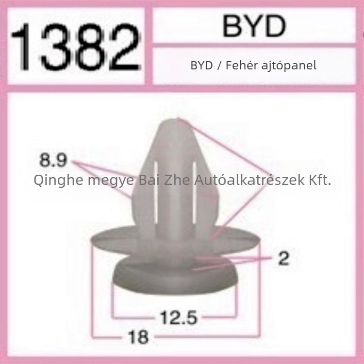 BB1384 belső tető panel klip BYD, nylon műanyag, kompatibilis F3L3G3F6F0S6, 200 darabos csomag