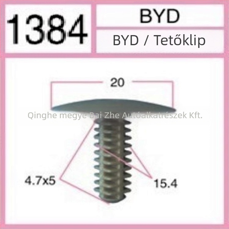 BB1384 belső tető panel klip BYD, nylon műanyag, kompatibilis F3L3G3F6F0S6, 200 darabos csomag