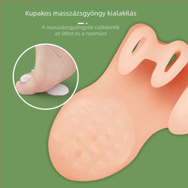 Háromlyukas lábujj-elválasztó, talpmasszázs, elülső talppárna, rejtett lábujjklipsz, bütyök-korrektor