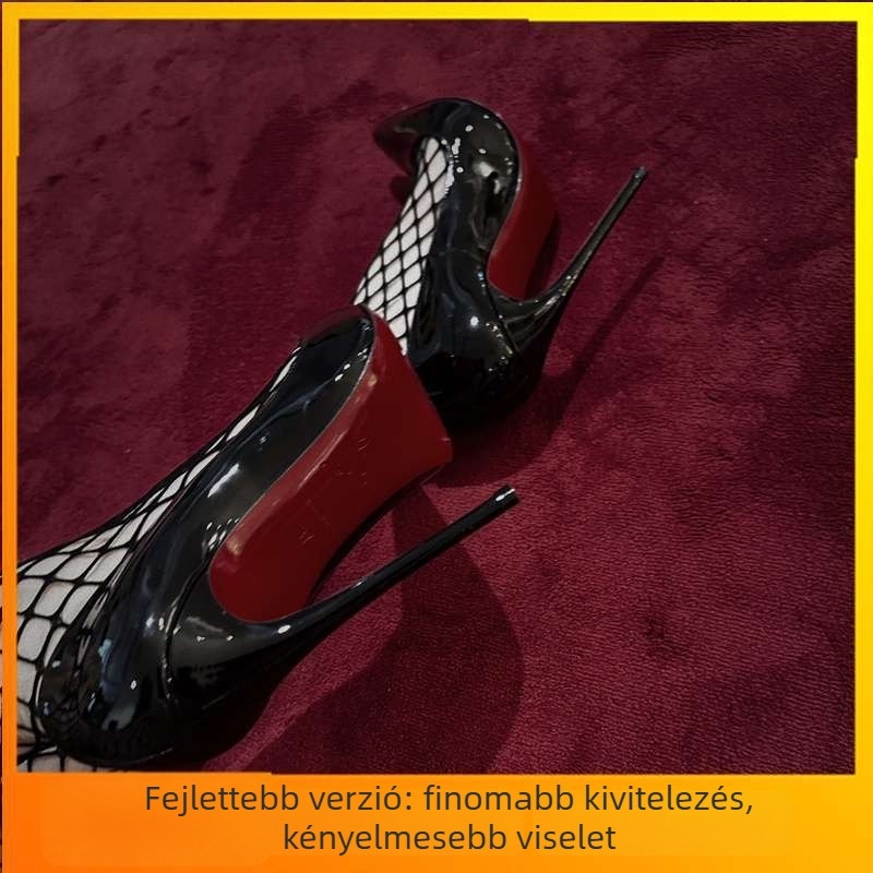 Stiletto cipő hegyes orral, ultranagy sarok, PU felsőrész, középmagas magasságú, habgumijú talp, Uniszex