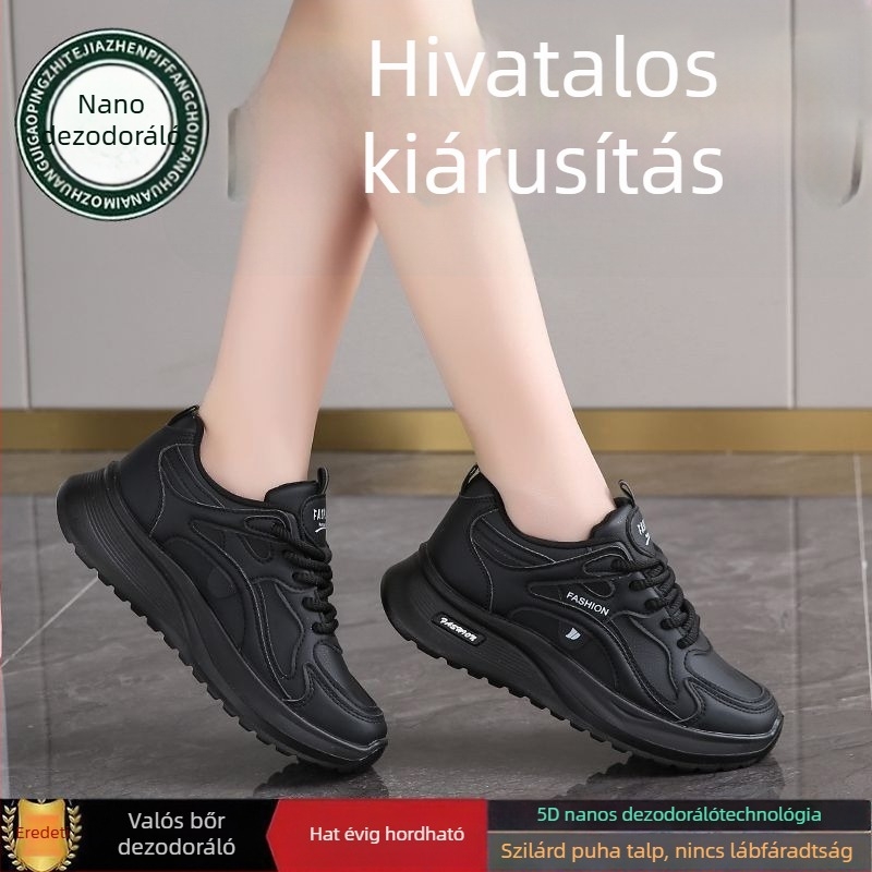 Női lapos cipő, felső része split bőrből, vízálló és lélegző, fűzővel, gumitalppal