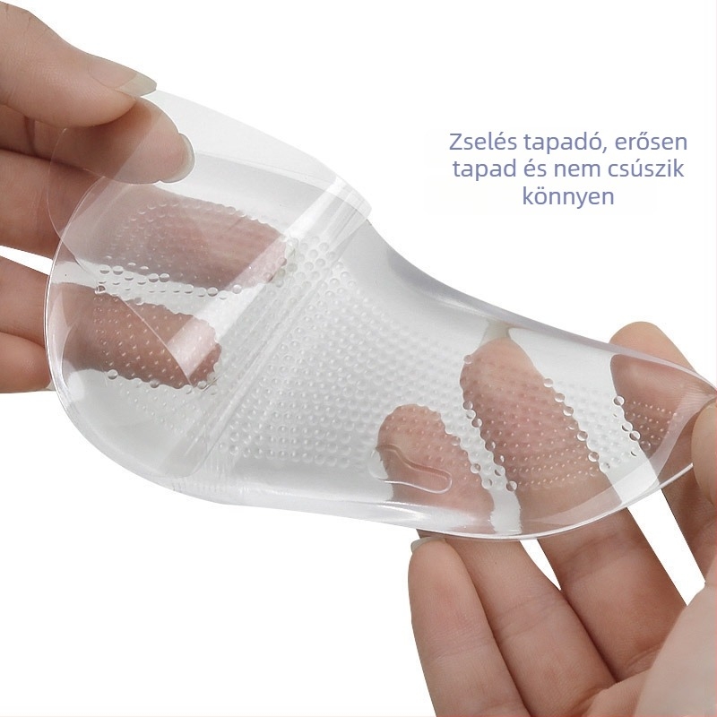 Átlátszó gél lapos boltozat-támogató talpbetét, uniszex, fél méret, puha, csúszásmentes, ütéscsillapító