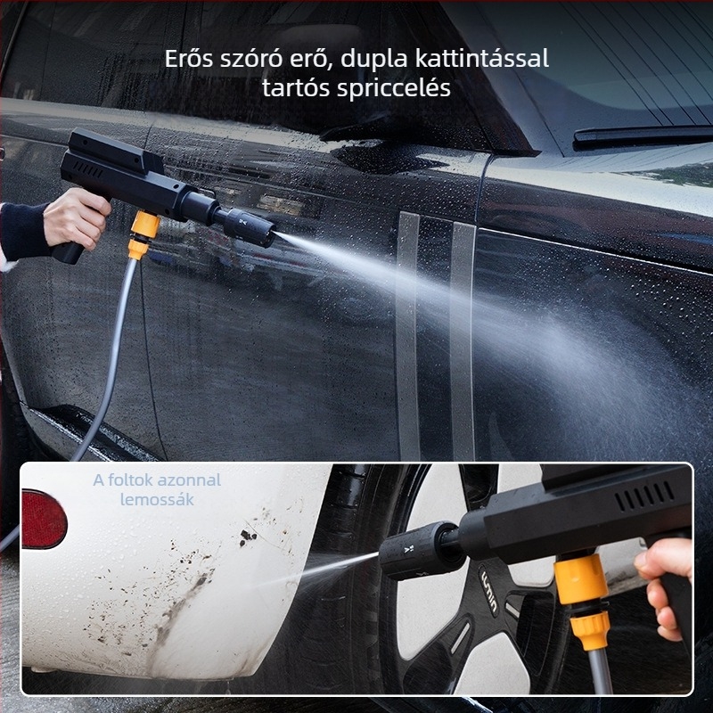Hordozható, vezeték nélküli magasnyomású autómosó pisztoly, lítium akkumulátorral, 12V, 4 L/perc, 1,7 MPa, 5000 RPM (12V | Lítium Akkumulátor | 4 L/perc | 1,7 MPa | 5000 RPM)
