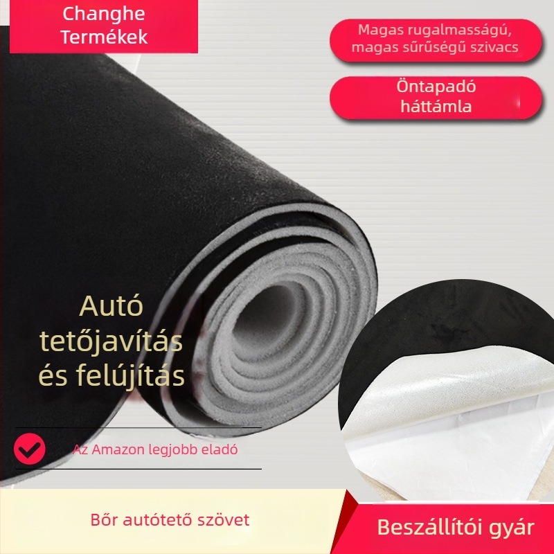 Gépjármű belső mennyezeti anyag – velúr-kompozit habbal és ragasztó hátoldallal – egyszínű minta – testreszabható