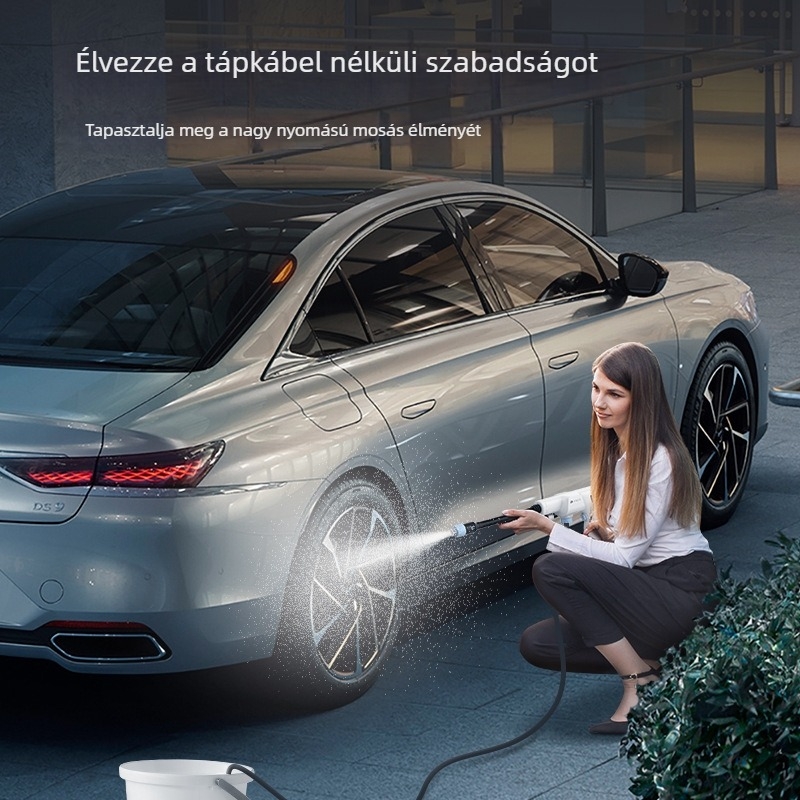 Vezeték nélküli autómosó gép lítium-akkumulátorral, 16V, 100W, 5 m tömlő, max nyomás 1 MPa, max áramlás 2,9 L