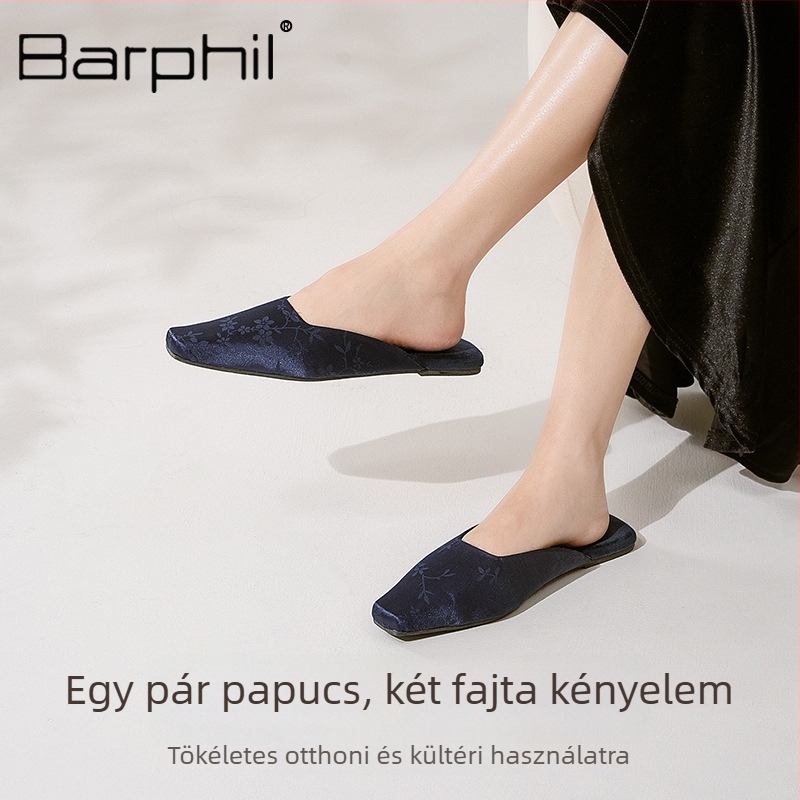 Beltéri papucs selyem felsőrésszel, TPR talppal, textil béléssel; csúszásgátló, egyszínű, talp vastagsága 0-3 cm