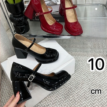 Mary Jane cipő rejtett magasság növeléssel, vastag sarok és platform, gyapjú belsővel