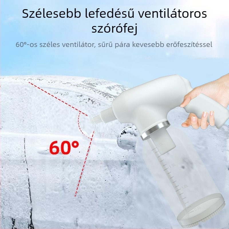 Elektromos habpuskás autómosáshoz, hordozható vezeték nélküli habkészülék, 12V, 18W, kapacitás 2000 ml, tömeg 600 g, 1200 rpm