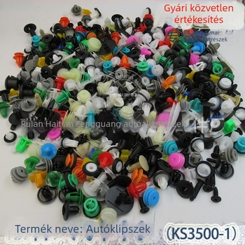 Műanyag autóklipsz KS3500-1 vegyes csomag a lökhárítóhoz, ajtópanelhez és sárvédő belső burkolathoz (Model KS3500-1, Anyag: Műanyag)
