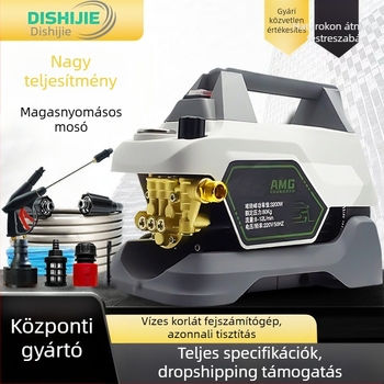 Jiepusen AMG nyomásálló autómosó háztartási magasnyomású tisztító, hordozható kézi, rézmagos motor, 1800 W névleges / 3200 W csúcs, 220 V, 100 bar, 12 L/min
