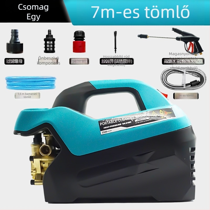Háztartási nagynyomású autómosó, 3 kW, 220 V, 7 m tömlő, öblítő ecsettel