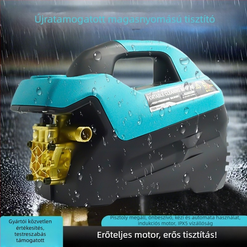 Háztartási nagynyomású autómosó, 3 kW, 220 V, 7 m tömlő, öblítő ecsettel