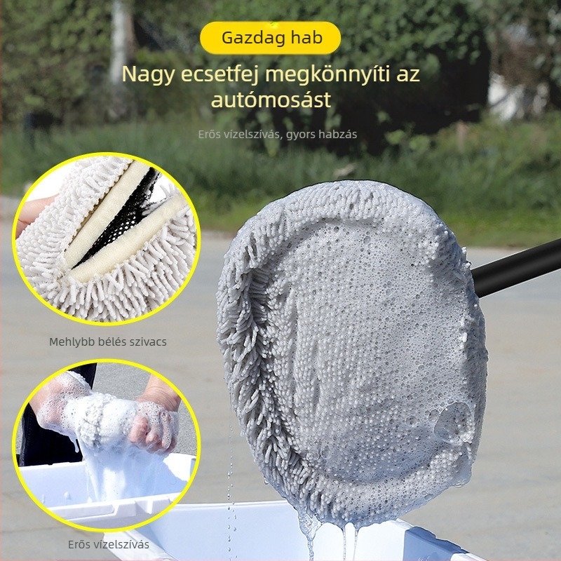 Ív alakú autómosó kefével, puha sörtékkel, nem karcolja a fényezést, teleszkópos nyél, snow nylon anyag