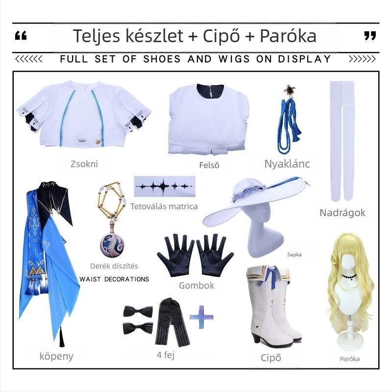 Phoebe cosplay jelmezkészlet nőknek játék- és animációs szerepjátékhoz, poliészter anyag