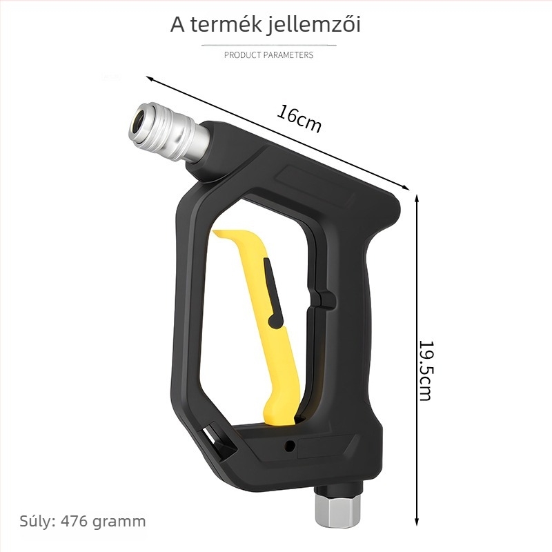 Magasnyomású autómosó pisztoly – Lead Vibration, rozsdamentes acél fej, műanyag markolat, autómosókhoz és magasnyomású mosókhoz