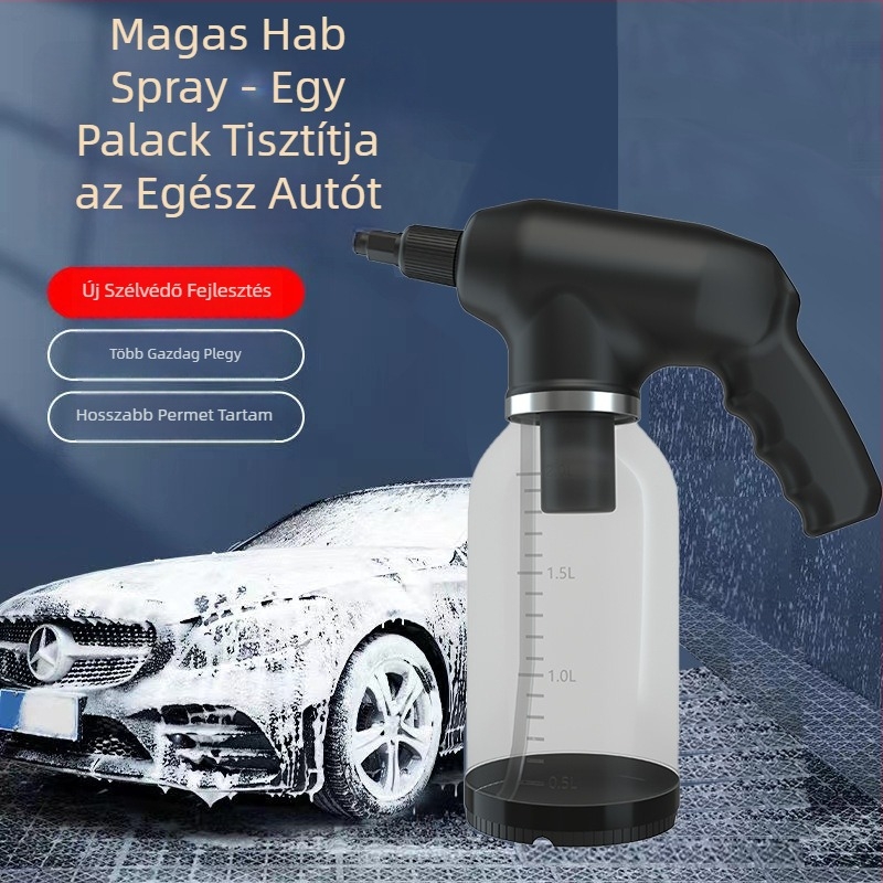 Elektromos habspray palack autómosáshoz, hordozható, vezeték nélküli, 12V, 18W, 2000 ml, 600 g, PC+ABS