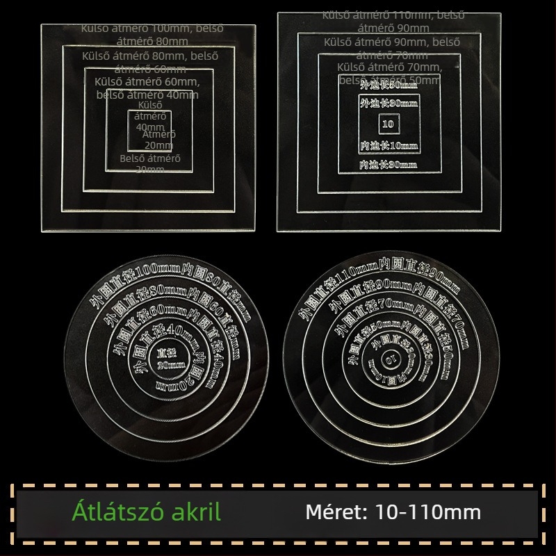 Sashiko hímzés sablon kerek és négyzet alakú pohár alátétekhez; akril vonalzó; patchwork jelölő eszköz; Nagymama kertjének illusztrációja