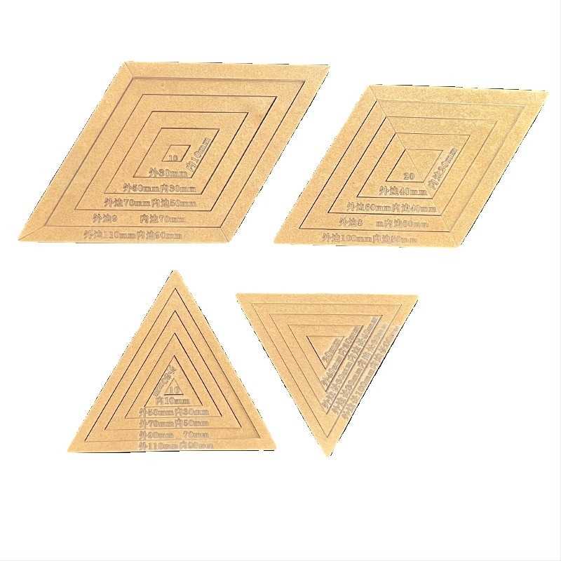 Sashiko hímzés sablon kerek és négyzet alakú pohár alátétekhez; akril vonalzó; patchwork jelölő eszköz; Nagymama kertjének illusztrációja