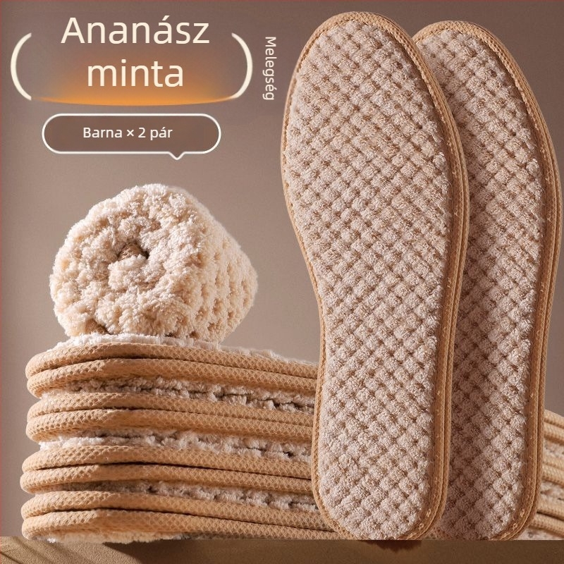 Gyapjú talpbetét cipőkhöz, flanel bélésű, egész talpú, meleg és kényelmes