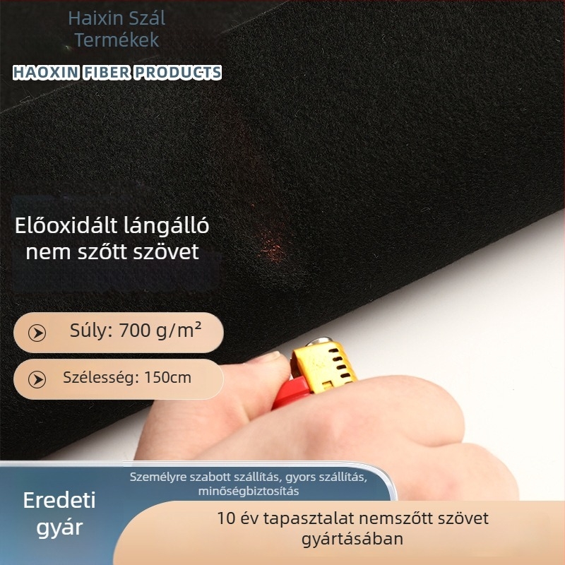 Előoxidált lángálló nemszövött anyag autófedélhez, tűvel átszúrt gyapot, polipropilén, 700 g/m², lángálló rostok